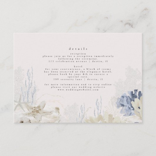 コーストエレガント結婚の埃っぽい青 エンクロージャーカード (正面)