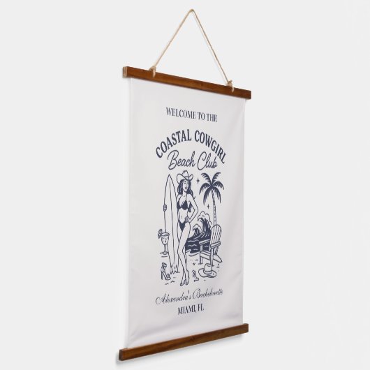 コーストカウガールビーチクラブの花嫁お披露目会 吊り下げ型タペストリー (傾斜あり)