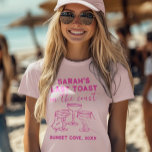 コーストカスタムバチェロレッテの最後のトーストパーティー Tシャツ<br><div class="desc">私たちの'Last Toast on the Coast'のTシャツでビーチイカスタムビーブを得る！沿岸のバチェロレットのパーティーに最適パーソナライズされたな、このデザインは祝花嫁とおもしろいを作スタイリッシュる。#BachelorettePartyVibes</div>