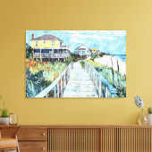 コーストカラフルボードウォーク&ビーチハウス キャンバスプリント (インサイチュ (リビング))