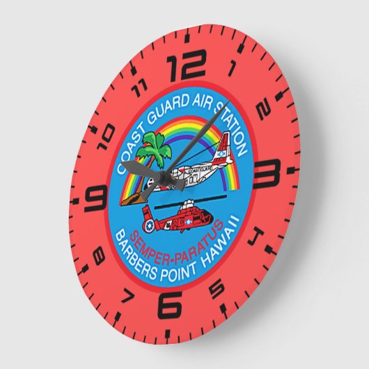 コーストガードエアステーション理容師ポイントハワイ ラージ壁時計 (傾斜)