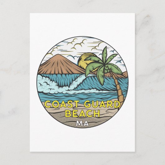 コーストガードビーチマサチューセッツヴィンテージ ポストカード (正面)
