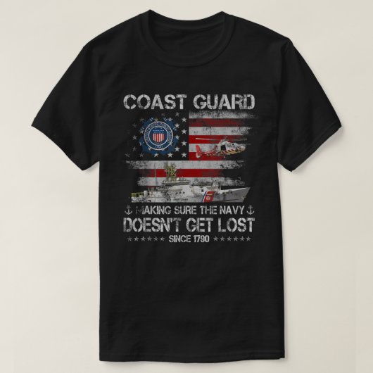 コーストガード退役軍人Tシャツ、USCGアメリカ国旗の獣医 Tシャツ (デザイン正面)