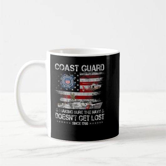 コーストガード退役軍人TシャツUSCGアメリカ国旗Vete コーヒーマグカップ (左)