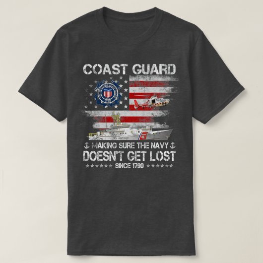 コーストガード退役軍人USCGアメリカ国旗の退役軍人D Tシャツ (デザイン正面)