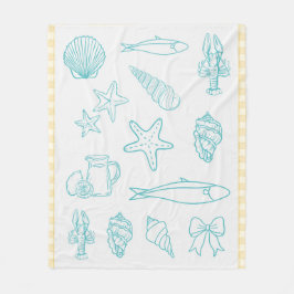 コーストキイタリアンッチンプリント | ソレント・ブルー フリースブランケット