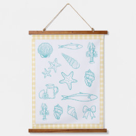 コーストキイタリアンッチンプリント | ソレント・ブルー 吊り下げ型タペストリー