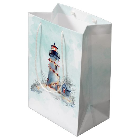 コーストクリスマスライトハウスホリデー ミディアムペーパーバッグ (裏面アングル)