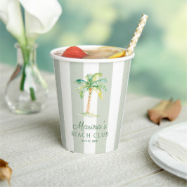 コーストグリーンのストライプ Palm Beach Club 誕生日 紙コップ