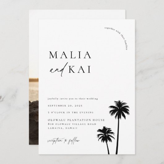 コーストコンテンポラリーシック結婚の写真 招待状 (正面/裏面)