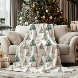 コーストスタイルのクリスマスツリーホリデー フリースブランケット
