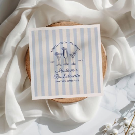 コーストダスティブルーの最後のトーストストライプの スタンダードカクテルナプキン