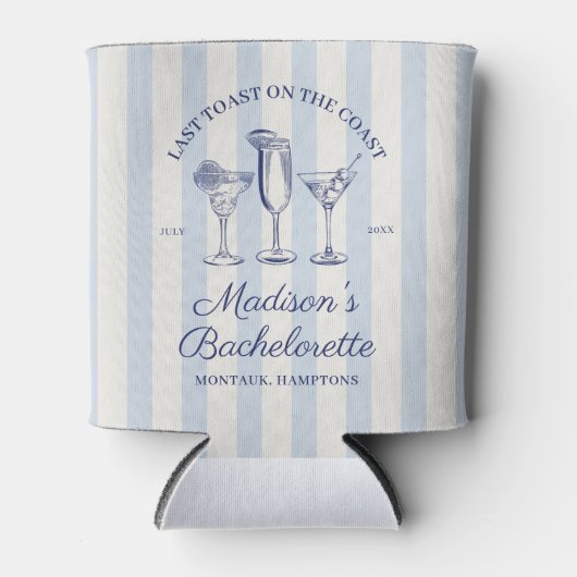 コーストダスティブルーの最後のトーストストライプの 缶クーラー (正面)