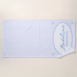 コーストチック パーソナライズ ブルーストライプ ブライズメイド ビーチタオル