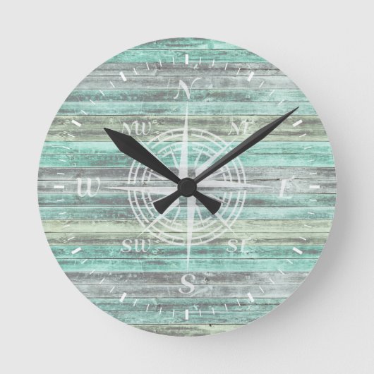 コーストデコ素朴ールコンパスバラ ラウンド壁時計 (正面)