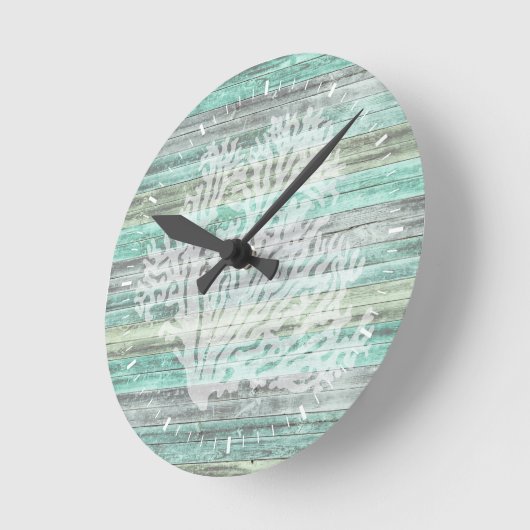 コーストデコ素朴ールサンゴ ラウンド壁時計 (傾斜)