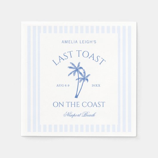 コーストパームツリーズの最後のトーストバチェロレッテ スタンダードカクテルナプキン (正面)