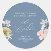 コーストビーチ1歳の誕生日ギッズラベル ラウンドシール (正面)