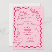 コーストピンクの週末の最後のトーストバチェロレッテ 招待状 (正面)