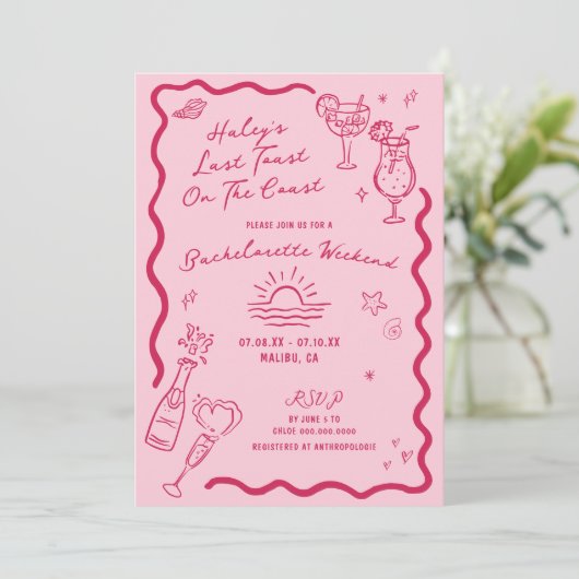 コーストピンクの週末の最後のトーストバチェロレッテ 招待状 (スタンド正面)