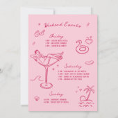 コーストピンクの週末の最後のトーストバチェロレッテ 招待状 (裏面)