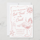 コーストピンクの週末の最後のトーストバチェロレッテ 招待状 (正面)