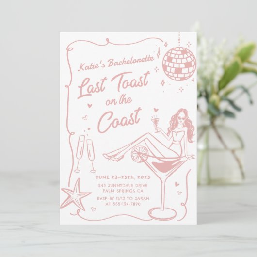 コーストピンクの週末の最後のトーストバチェロレッテ 招待状 (スタンド正面)