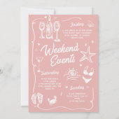 コーストピンクの週末の最後のトーストバチェロレッテ 招待状 (裏面)