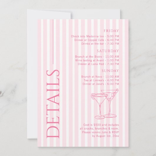 コーストピンクバッハ週末の最後のトースト 招待状 (裏面)