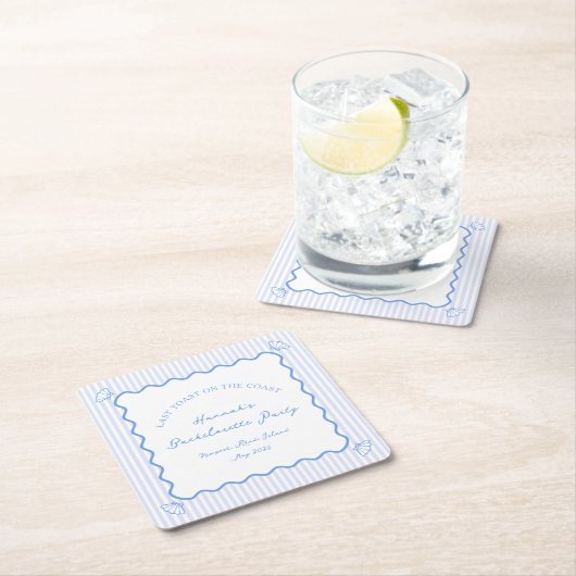 コーストブルーの最後のトーストバチェロレッテ スクエアペーパーコースター (インサイチュ)