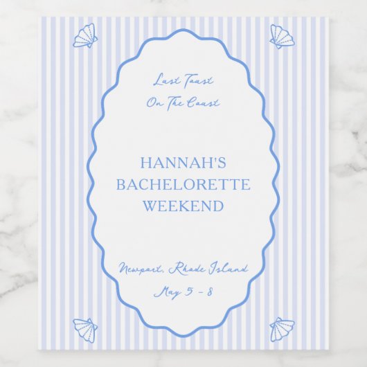 コーストブルーの最後のトーストバチェロレッテ ワインラベル (シングルラベル)