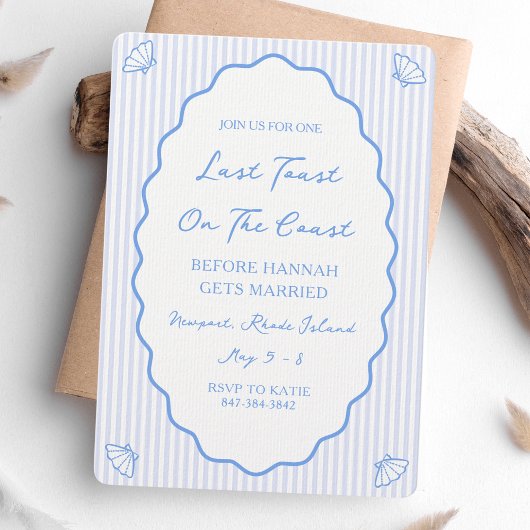 コーストブルーの最後のトーストバチェロレッテ 招待状