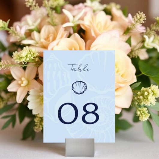 コーストブルーの貝殻の結婚式 テーブルナンバー