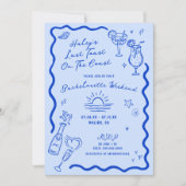 コーストブルーバチェロレッテ週末の最後のトースト 招待状 (正面)