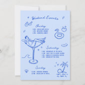 コーストブルーバチェロレッテ週末の最後のトースト 招待状 (裏面)