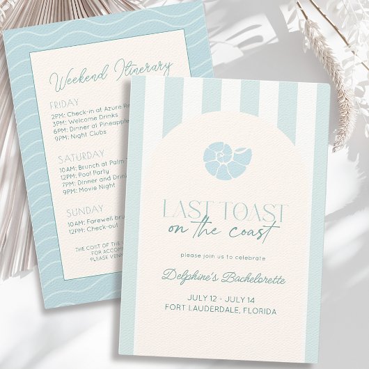 コーストブルーバチェロレッテ週末の最後のトースト 招待状