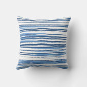 コーストブルーモダンとホワイトのビーチストライプ クッション (裏面)