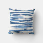 コーストブルーモダンとホワイトのビーチストライプ クッション (正面)