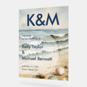 コーストブルー結婚のイニシャル入り アクリルサイン (傾斜)