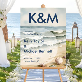 コーストブルー結婚のイニシャル入り アクリルサイン