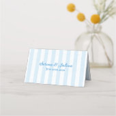 コーストブルー ホワイト ストライプ 海洋 結婚式 プレイスカード (裏面)