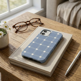 コーストプレッピー ダスティブルー ギンガム チェック柄 フォンケース iPhone 16ケース