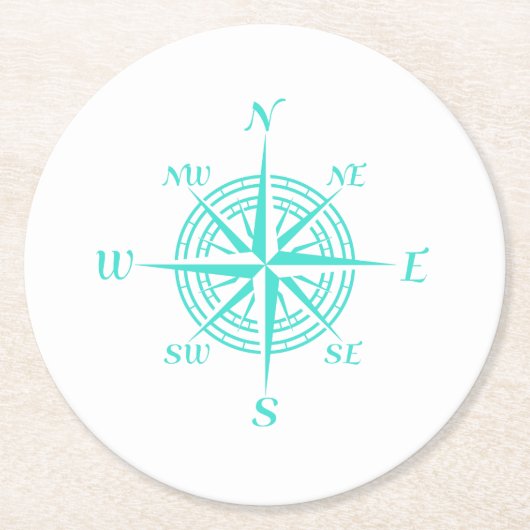コーストホワ航海のイトコンパスバラ ラウンドペーパーコースター (正面)