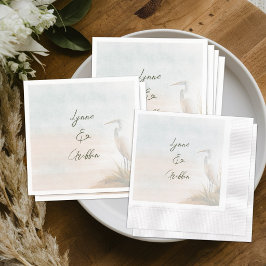コーストボヘミアンスタイルの白鷺の結婚式のオーダーメイド スタンダードカクテルナプキン