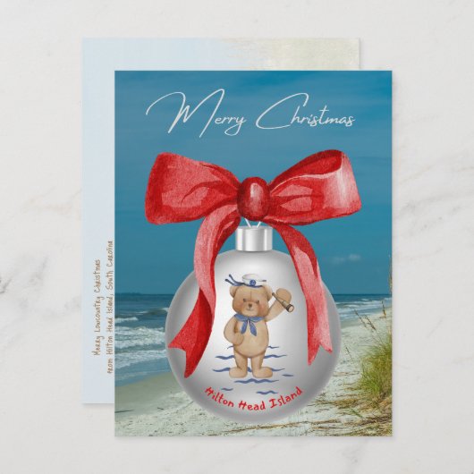コーストメリークリスマスヒルトンヘッドアイランドビーチ シーズンポストカード (正面/裏面)