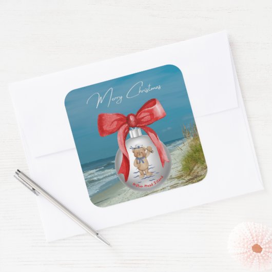 コーストメリークリスマスヒルトンヘッドアイランドビーチ スクエアシール (封筒)