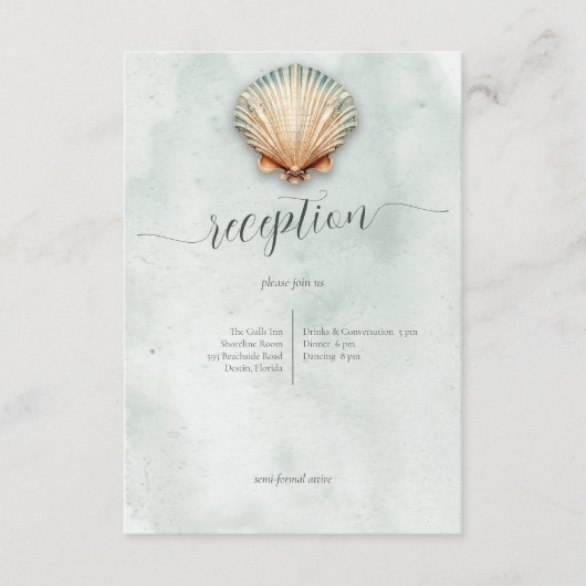 コーストモダンシーシェルアクアウェディング エンクロージャーカード (正面)