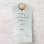 コーストモダンシーシェルアクアウォーターカラーディナー オールインワン招待状 (内側)