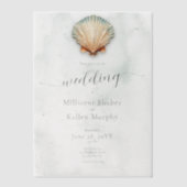 コーストモダンシーシェルアクア結婚ズ ベラム紙招待状 (正面)