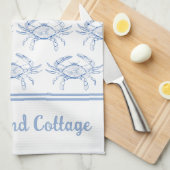 コースト名門私立校風のブルーとホワイトカパーソナライズされたニ キッチンタオル (四つ折り)